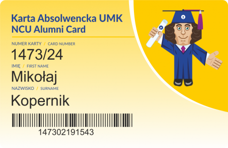 Karta Absolwenta UMK od 2024 roku - awers 